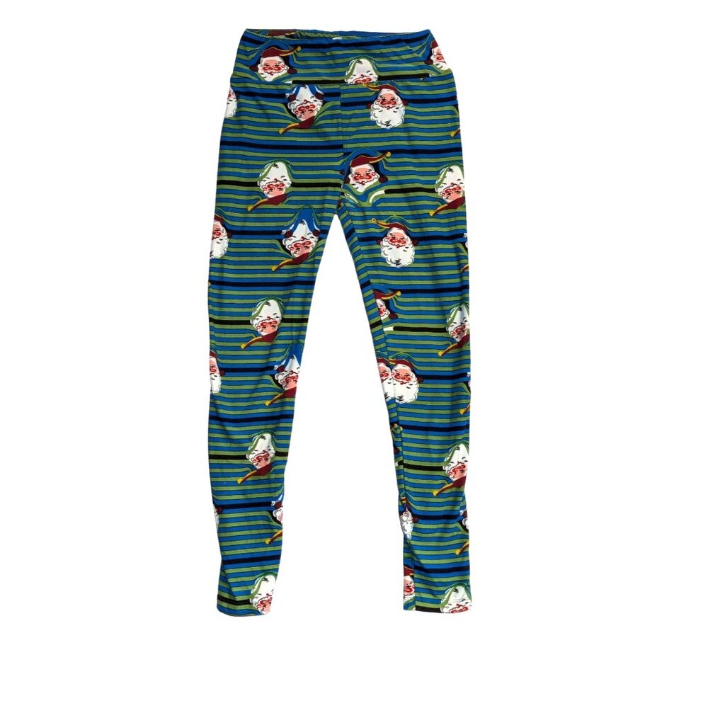LuLaRoe Christmas Santa Striped Leggings One Size
